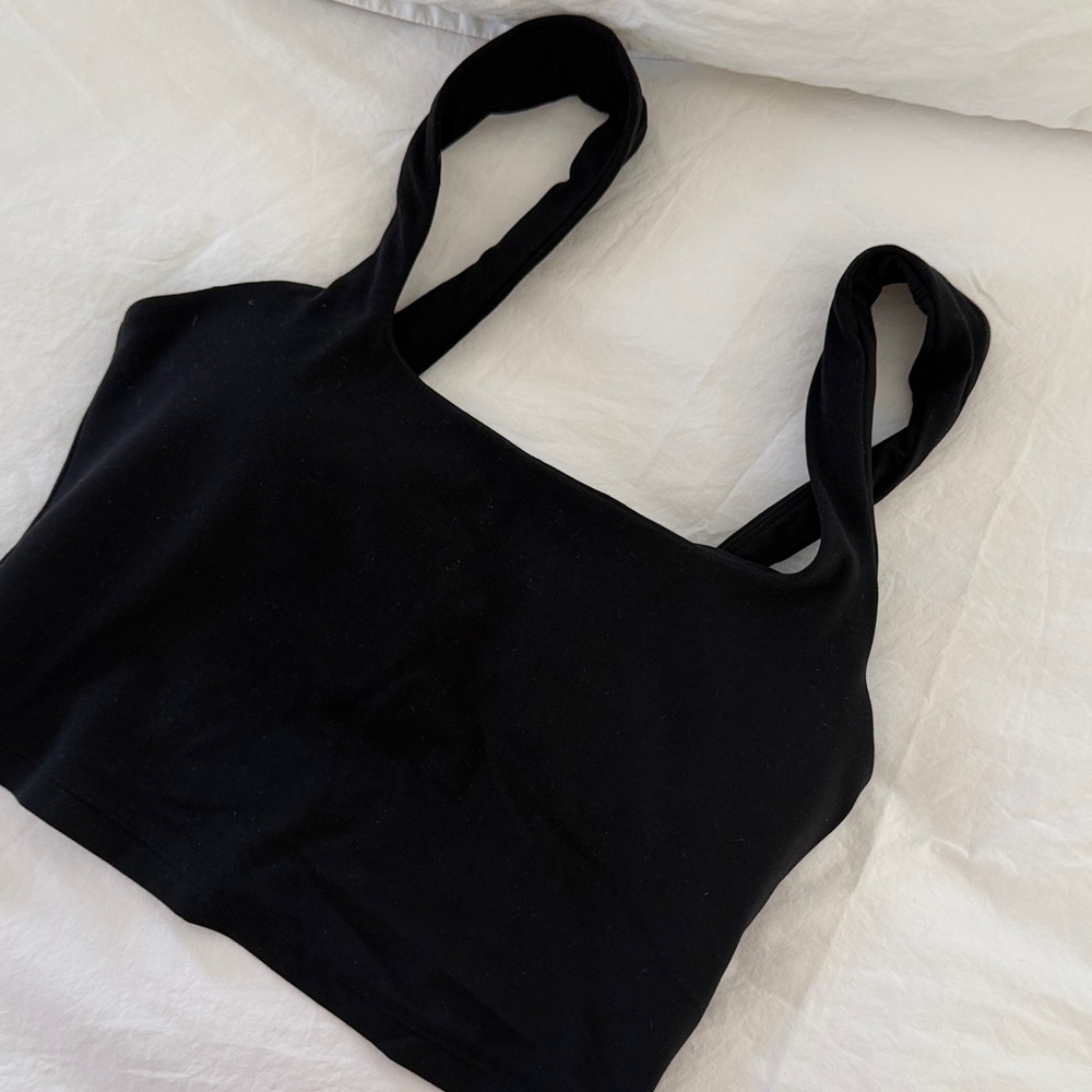 Athleta Black Cropped Tank Top with Scoop Back and Built In Bra
